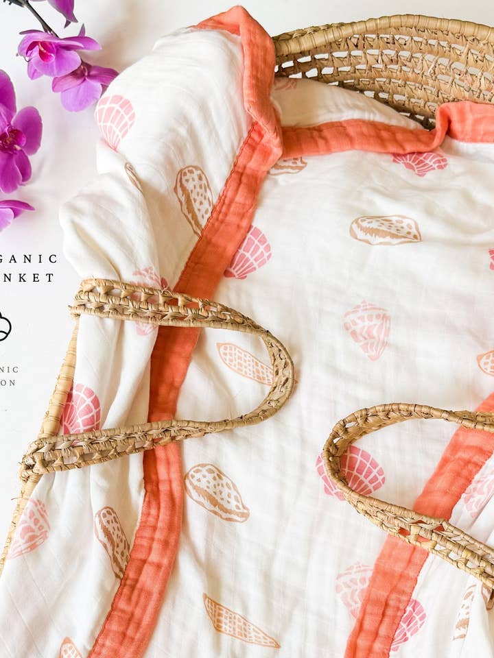 Coca + B.™ - Wholesale Milestone Blanket - Kids & Baby - Organic Seashell Baby Blanket | Coastal Beachy Nursery Decor12