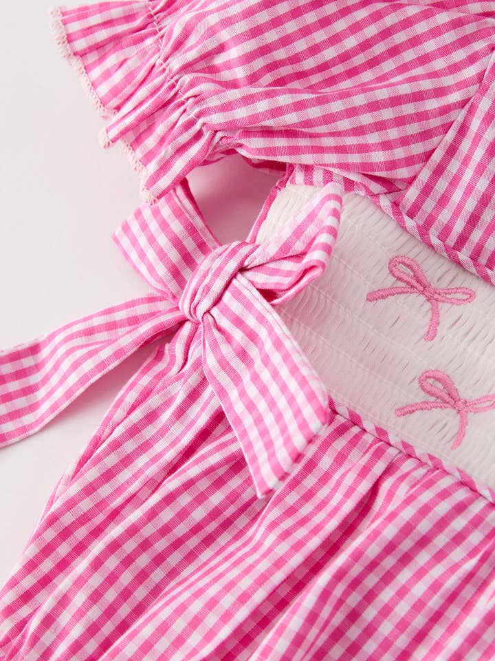 Rylee Faith Designs - Wholesale Bodysuit (Non-Footed) - Baby - Bow Embroidered Plaid Baby Girl Romper3