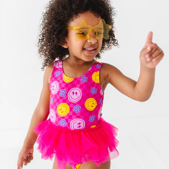 Costume da bagno con tutù Electric Smiles per la vendita all'ingrosso da parte di Kiki + Lulu