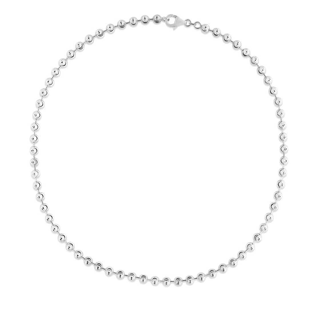 PureYou Jewelry – wholesale Extender chain – Sterling Silver 5mm Moon-cut Bead Chain Necklace2