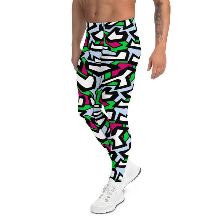 Memphis Design Men's Leggings | Funky Geometric Subatomic for wholesale by BillingtonPix