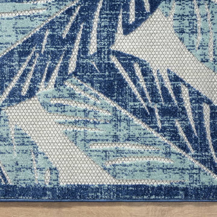Abani Rugs - Wholesale Area Rug - Abani Hampton HAM190A Indoor/Outdoor Tropical Blue Palm Rug