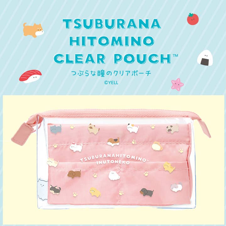 【JAPANESE】TSUBURA ROUND EYES CLEAR POUCH DOG AND CAT for wholesale by Hakubundo