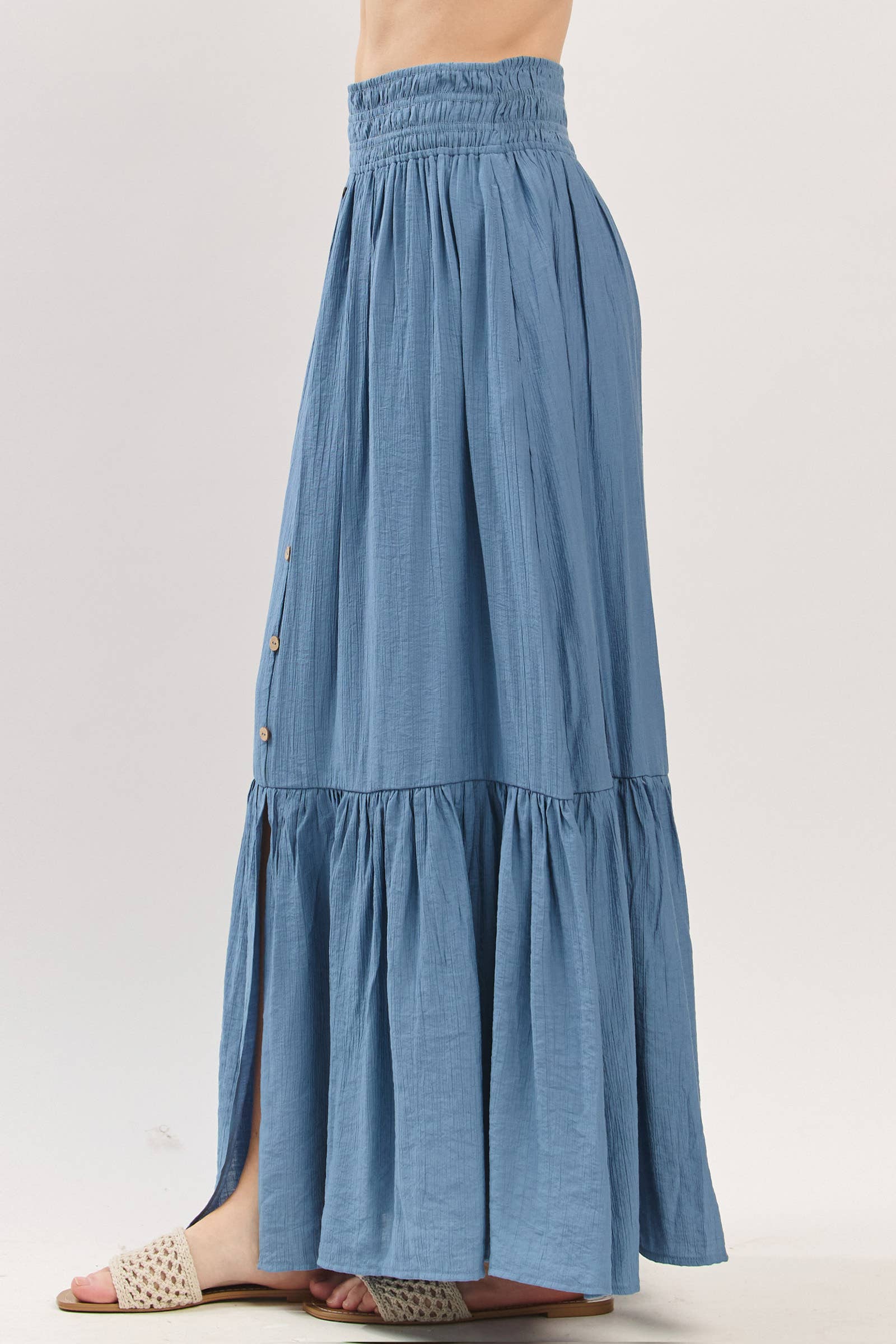 Final Touch - Wholesale Skirt - Women's - Tiered Center Slit Maxi Skirt - VS3399A5