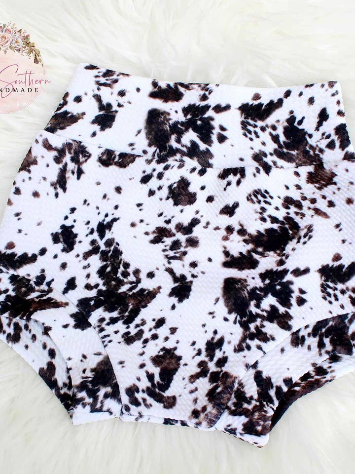 Cowhide Bummies, Infant-Toddler Bummie Shorts for wholesale by Sew Southern Kids Couture