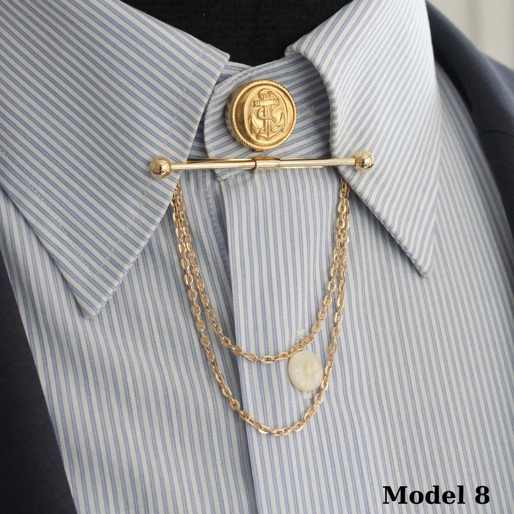 COOLMENCLUB – Engroshandel Reversnål/knap – Guldfarve krave pin sæt, krave bar, skjorte krave klip8