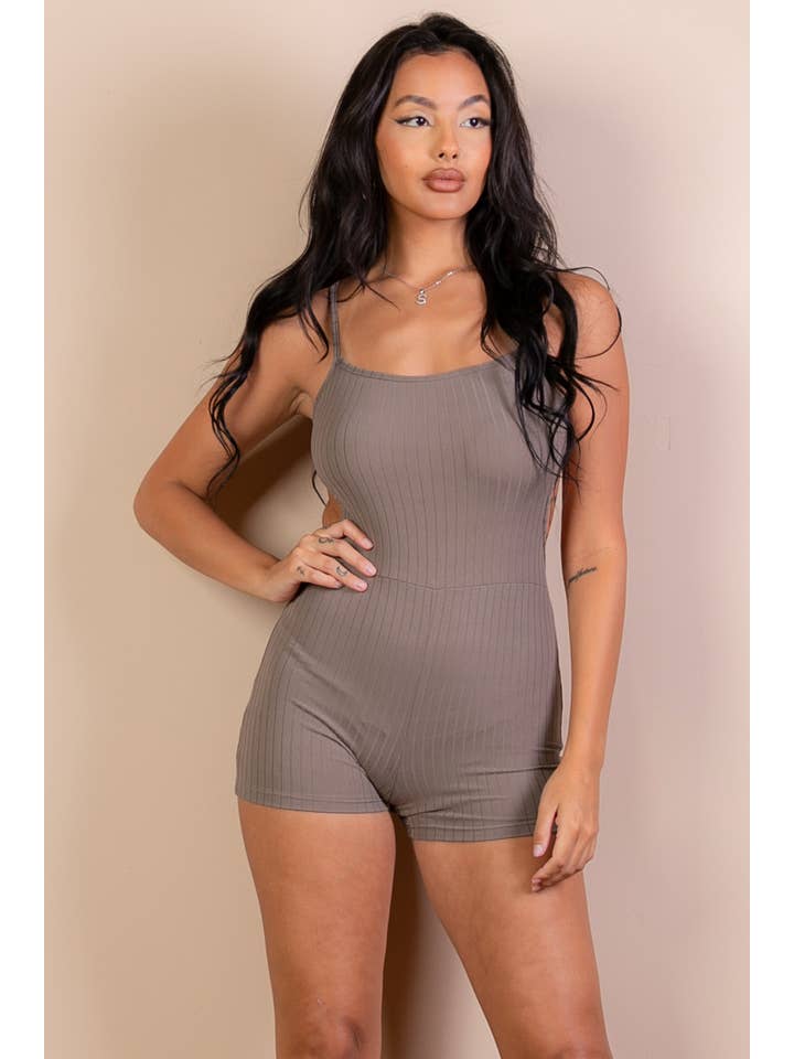 CAPELLA APPAREL - Wholesale Romper - Women's - Ribbed Sleeveless Back Cutout Bodycon Romper17