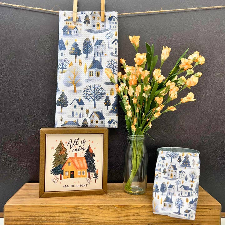 Driftless Studios - Wholesale Tea Towel - Winter Wonderland Waffle Kitchen Towels - Holiday Decor 2