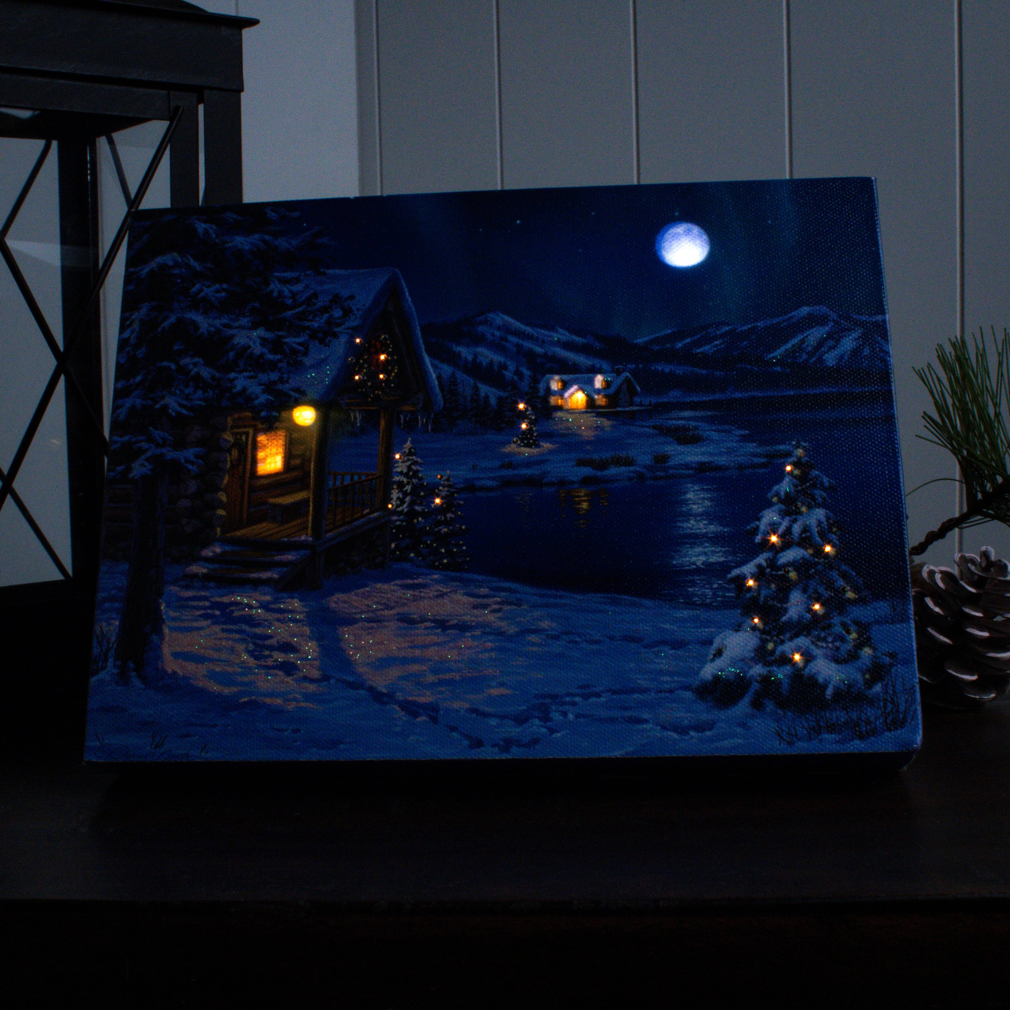 Glow Decor - Wholesale Christmas Decoration - Moonrise 8x6 Lighted Tabletop Canvas2
