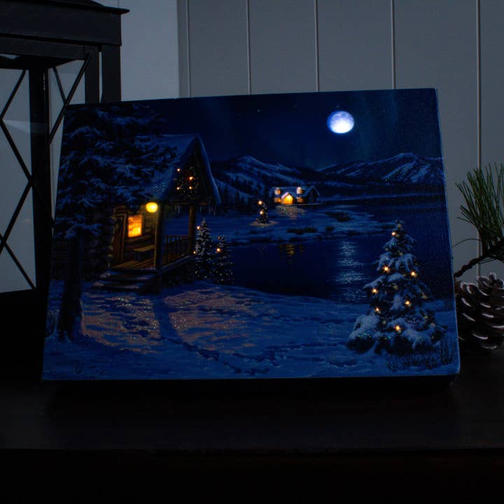 Glow Decor - Wholesale Christmas Decoration - Moonrise 8x6 Lighted Tabletop Canvas2