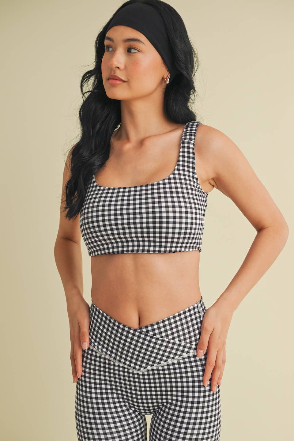 KIMBERLY C - Wholesale Sports Bra - Women's - Gingham Print Ruched Bra Top49