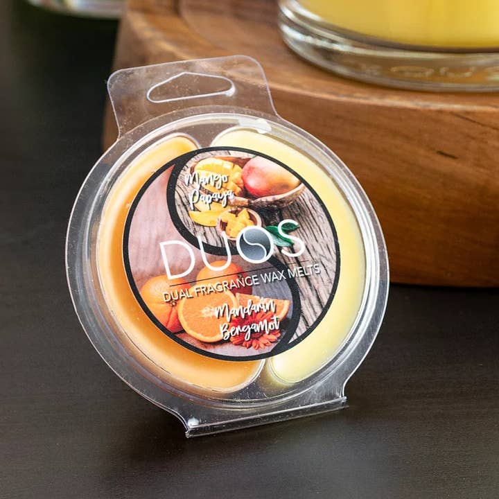 The Candle Cottage & DUOS Dual Fragrance Candles - Wholesale Wax Melt - DUOS Wax Melts Candles - Mango Papaya / Mandarin Bergamot