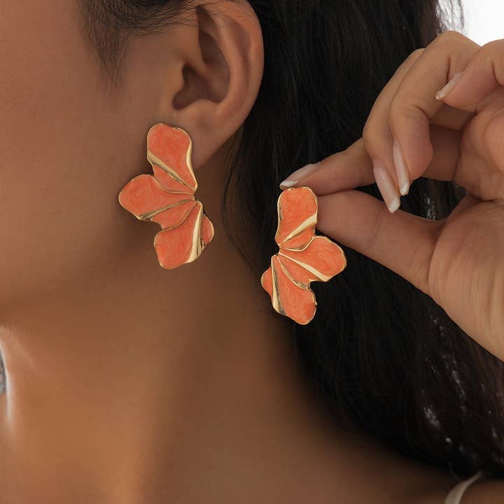 ACCITY - Wholesale Dangle Earrings - SWEET GRADIENT OIL DROP FLOWER ALLOY EARRINGS_CWMM3198