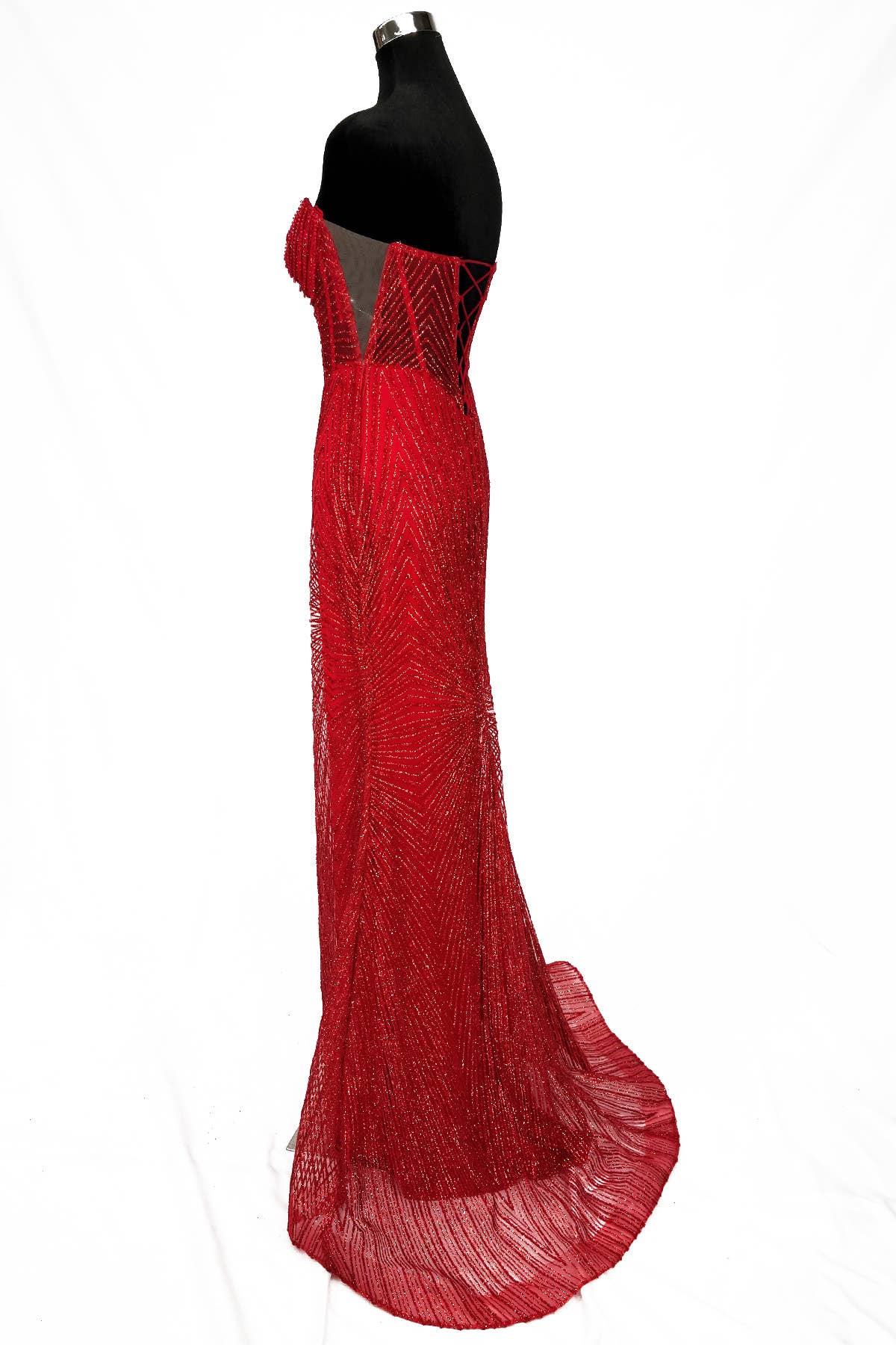 Chicas - Wholesale Gown - Women's - Long sparkling mermaid dress with hanging jewels CF00110