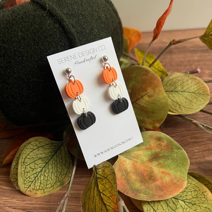 Serene Design Co. - Wholesale Dangle Earrings - Pumpkin Trio Dangles6