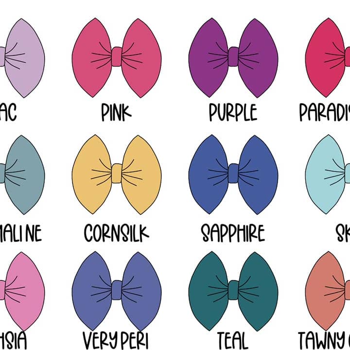 Haarschleifen in den Farben des Jahres 2022 für den Großhandel von Ellianna Marie Co