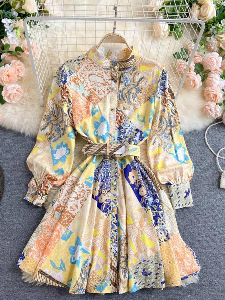 crewneck long sleeve dresses for wholesale by Queen Fashion