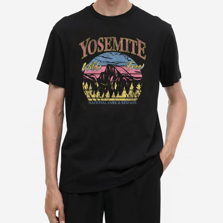 Yosemite Wild Free Half Dome Retro Design T-Shirt for wholesale by Achitopia