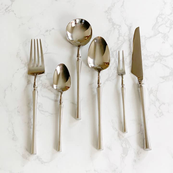 SiJi Flatware Set of 6 - Silver, Mirror Polish for wholesale by BlueJay Avenue