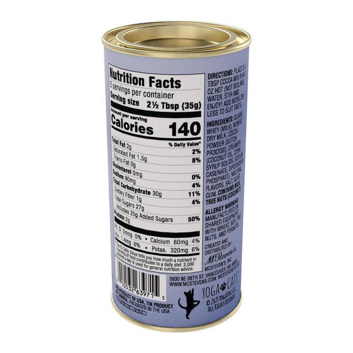 McSteven's - Wholesale Hot Cocoa Mix/Kit - Yoga Cats® Dharma Double Chocolate Cocoa (7oz Tins)1