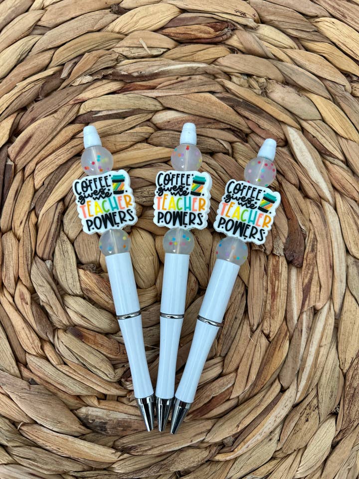 Bolígrafo con cuentas Coffee Gives Me Teacher Powers para venta al por mayor de Z to Z Crafts Co.
