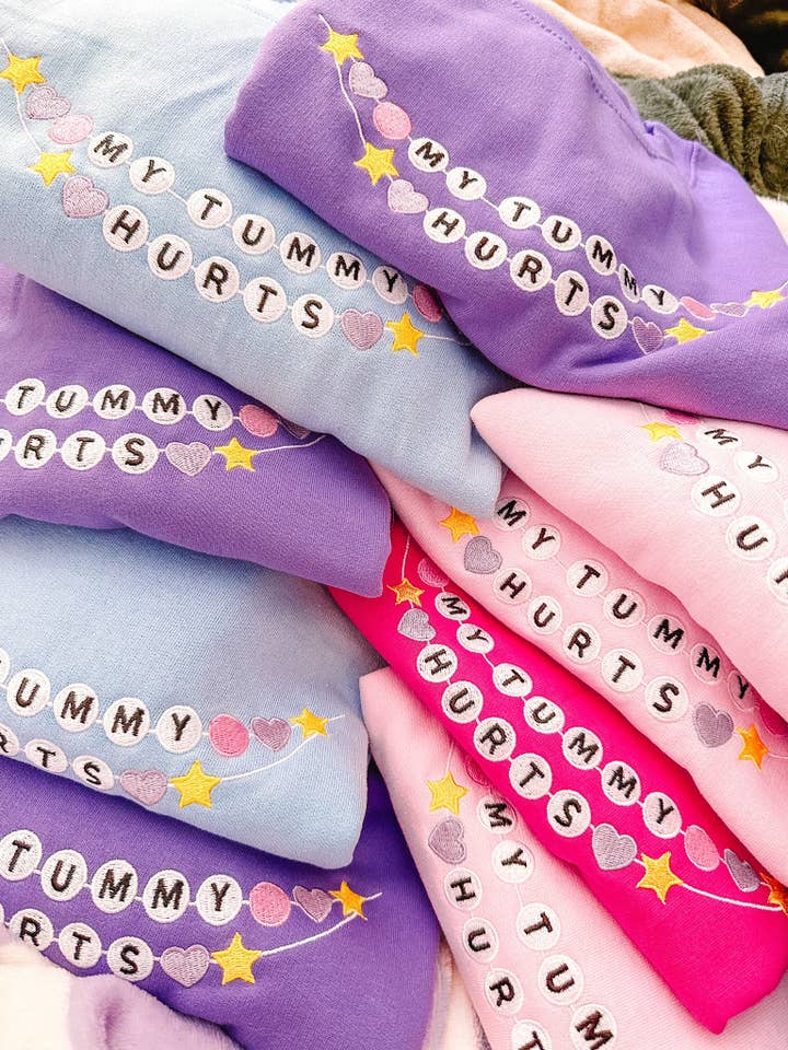 Tired Girl Apparel - Wholesale Sweatshirt - Women's - My Tummy Hurts Friendship Bracelet embroidered crewneck sweatshirt5