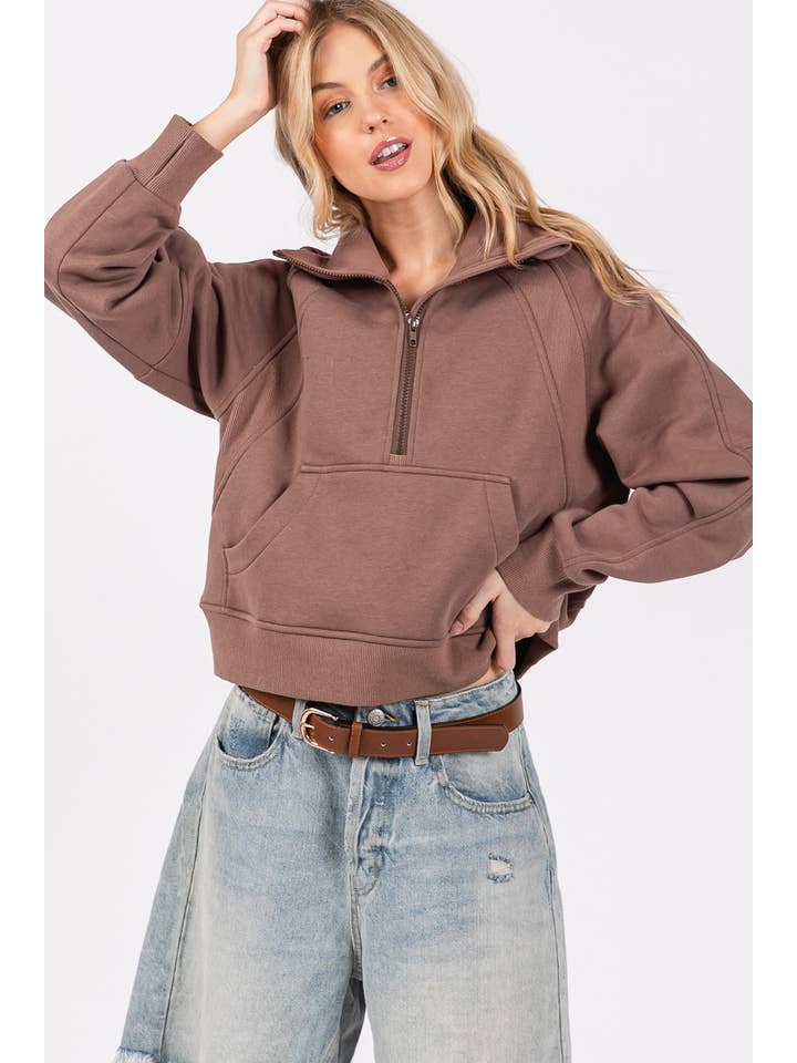 Sewn and Seen - Wholesale Sweatshirt - Women's - HALF ZIP FUNNEL NECK SWEATSHIRT9