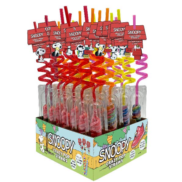 Grandpa Joe's Candy Shop - Wholesale Drinking Straw - Snoopy Crazy Pop Straws w/shoe charm, 30ct