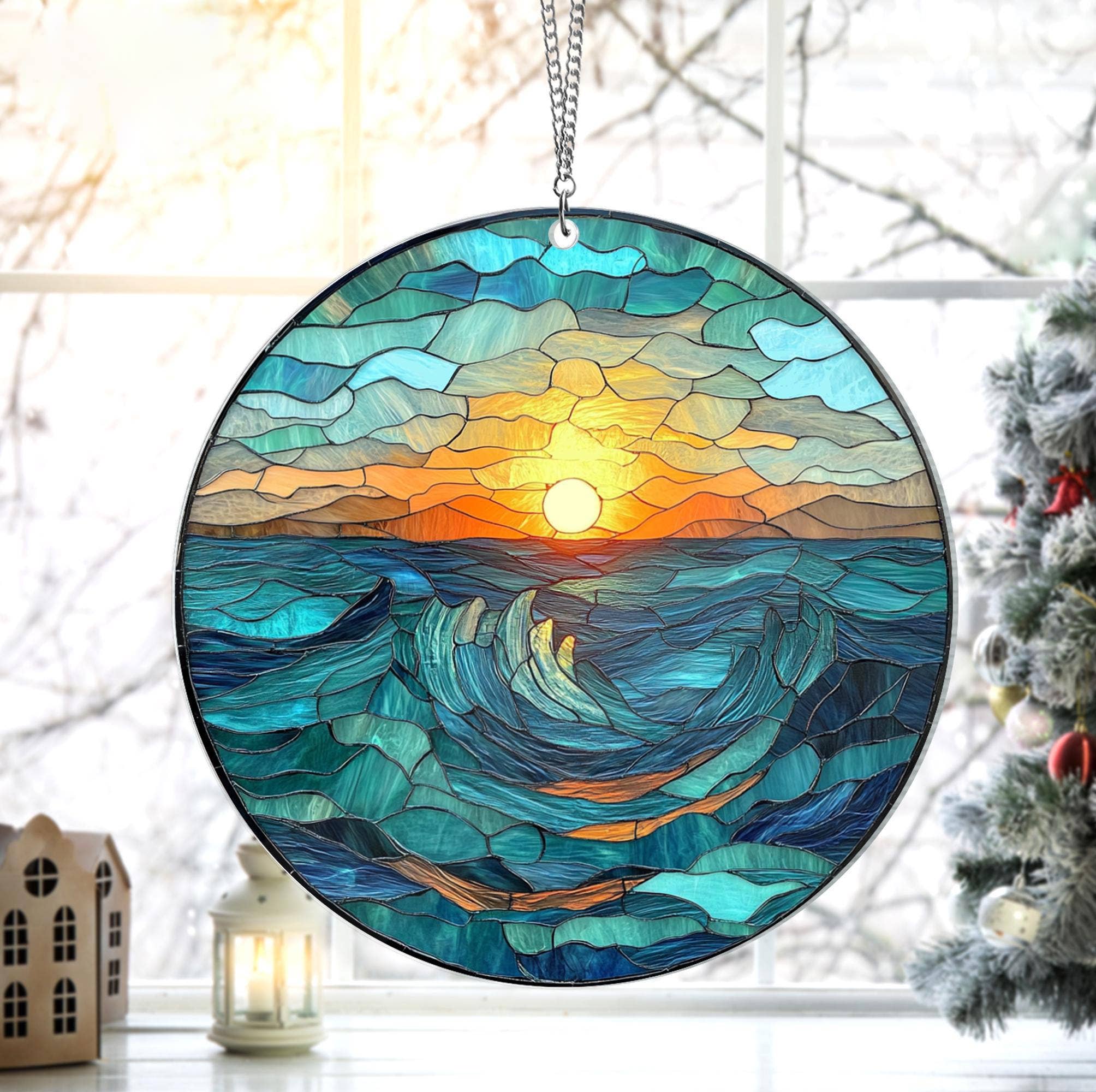 NVC Ecommerce LLC – Großhandel Sonnenfänger – Sonnenaufgang am Strand Sonnenfänger, Ozeanwellen bei Sonnenaufgang2