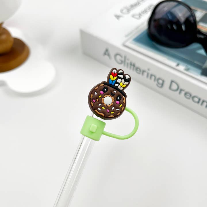 SoapElenGlen - Wholesale Drinking straw - Donut Straw Cover Cute Cartoon Straw Toppers7