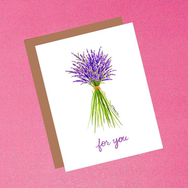 Aquarell Lavendel Bouquet For You Grußkarte für den Großhandel von Tiffany Ascensio Designs | Watercolor Greeting Cards