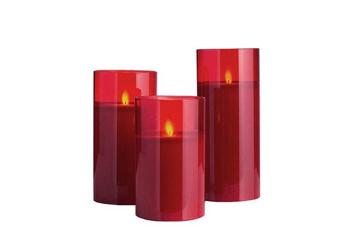 Will's Company - Wholesale Flameless Candle - LED Candle in Glass Cylinder w/Flickering Flame & Remote S/30