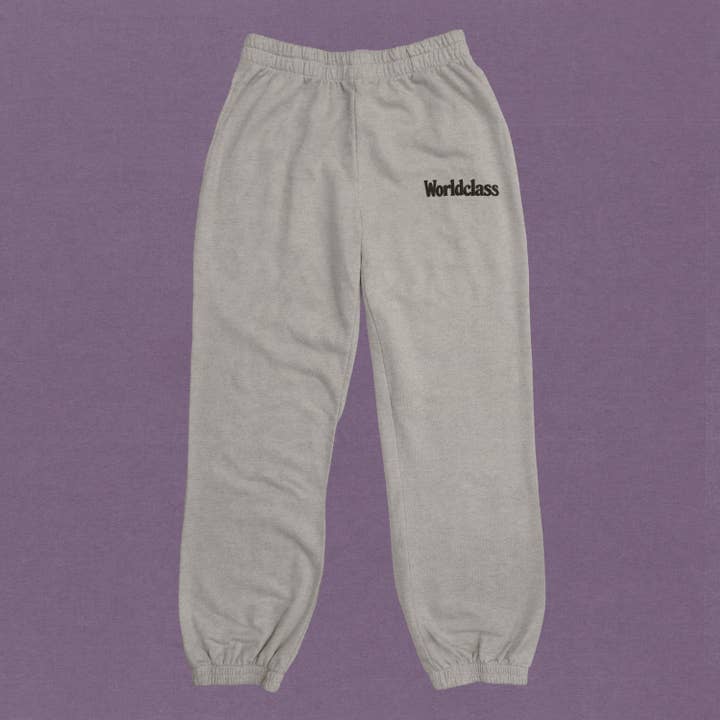 Calças de Treino Unissexo Assinatura em Oyster por atacado de Worldclass Clothing