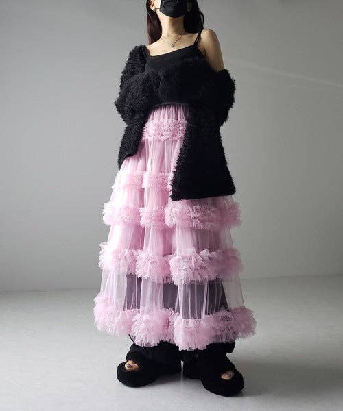 Sweetkama - Wholesale Skirt - Women's - Ladies Solid Color Elastic Waist Layering Tulle Tutu Skirt0