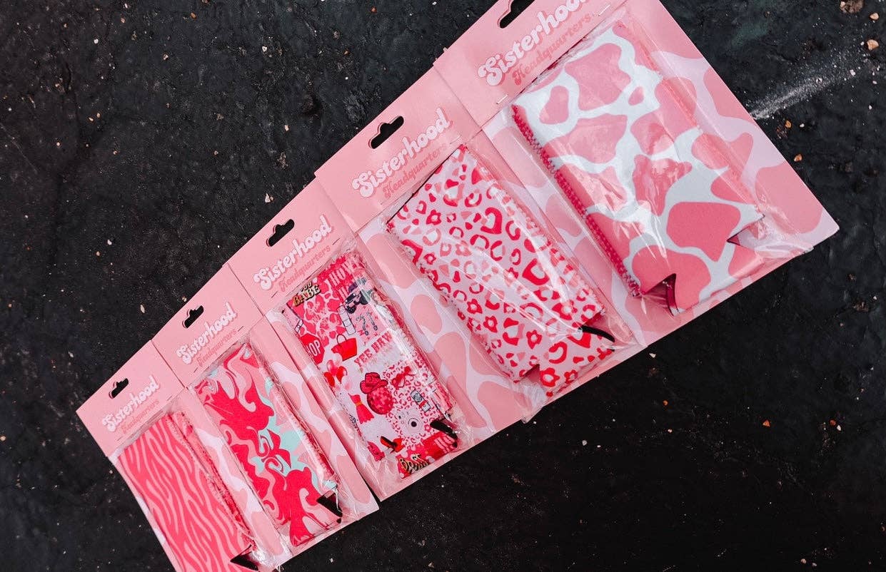 The Front Porch Label - Wholesale Drink Huggers & Koozies - Pink Leopard Tall Coozie 2-Pack2