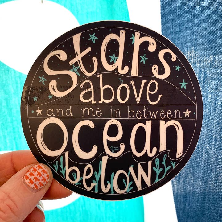 Sterne über dem Ozean unten Aufkleber - himmlische Küstennatur für den Großhandel von Block21Prints