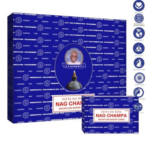 International Gifts Ltd. - Wholesale Incense - Satya Nag Champa Backflow Incense Cones 120 Pcs 1``-4040