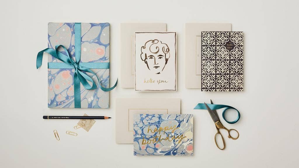 Wanderlust Paper Co - Wholesale Flat Wrap - Blue Marble Patterned Paper1