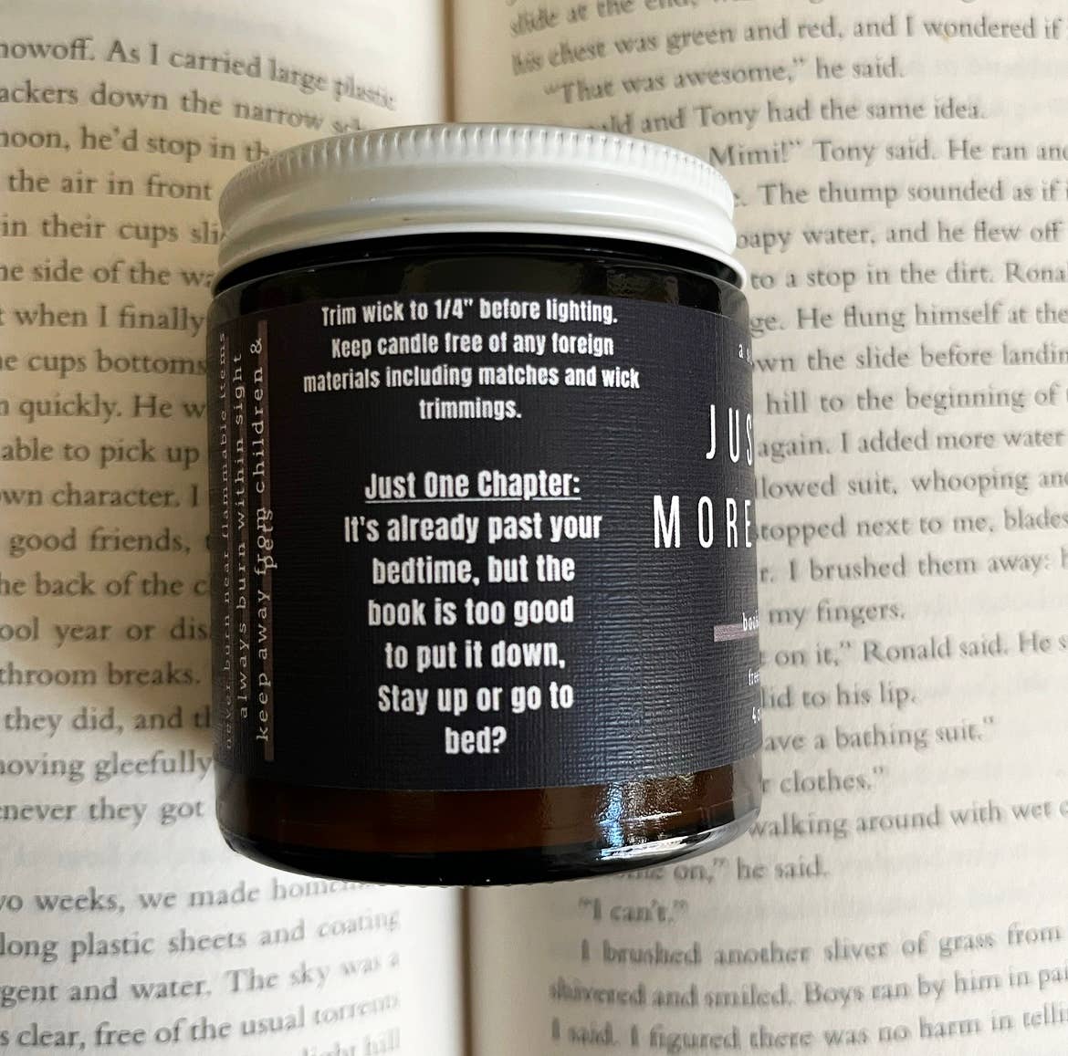 A Scent Story Candle Co - Wholesale Jar/Filled Candle - Just One More Chapter -  Bookish Candle | Book Themed Candle1