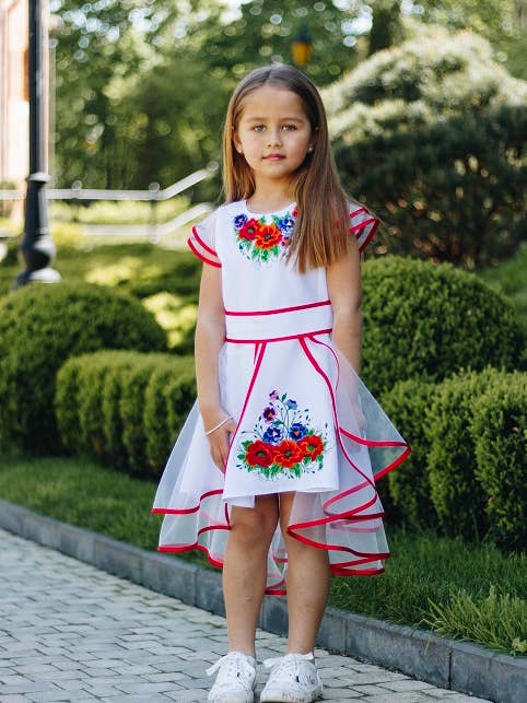 Girl's Embroidered Dress Mia White for wholesale by Galychanka