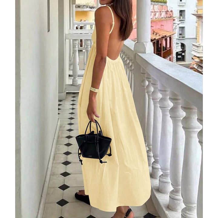 Yellow Slip resort maxi swing dress for wholesale on Faire