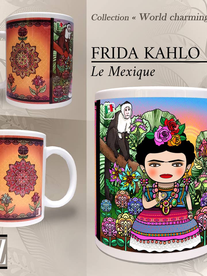 Mug - Frida - World Charming Dolls - Mademoiselle Mexico for wholesale by Miss Iz