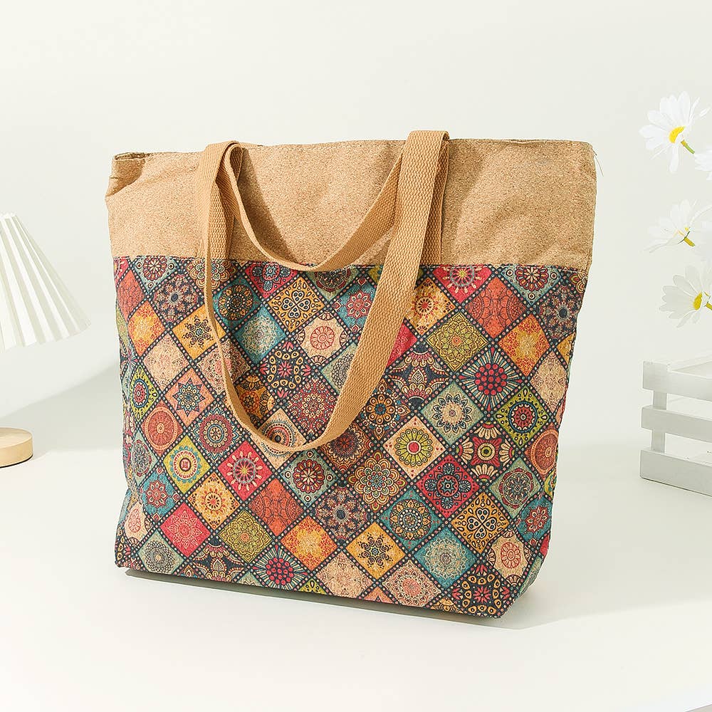 wandf - Wholesale Tote Bag - Women's - Printed Cork material Handbag Shoulder Bag Tote Bag2
