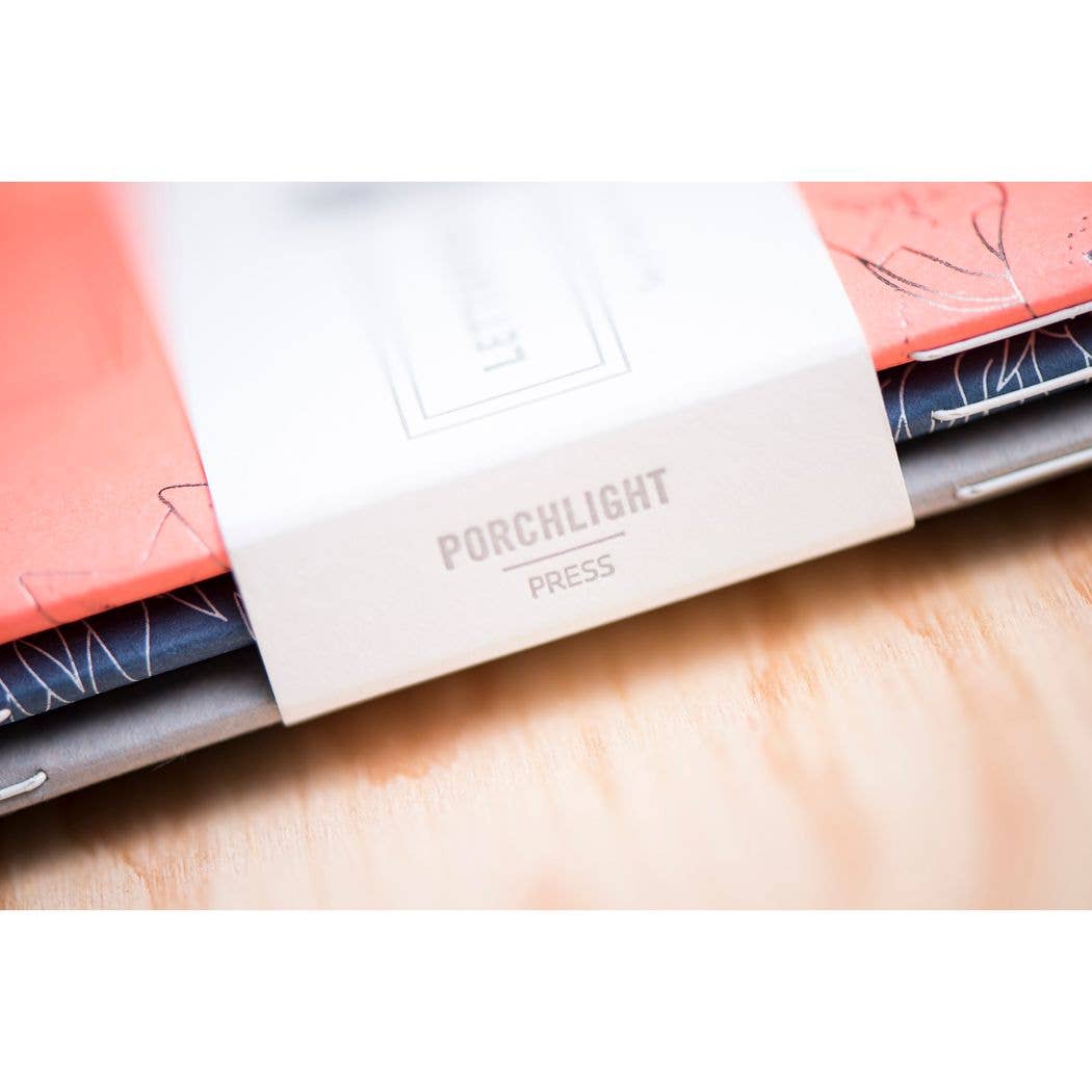 Porchlight Press Letterpress - Wholesale Notitieboekje - Set van 3 notitieboekjes met boekdruk in zakformaat - Aquatic Series2