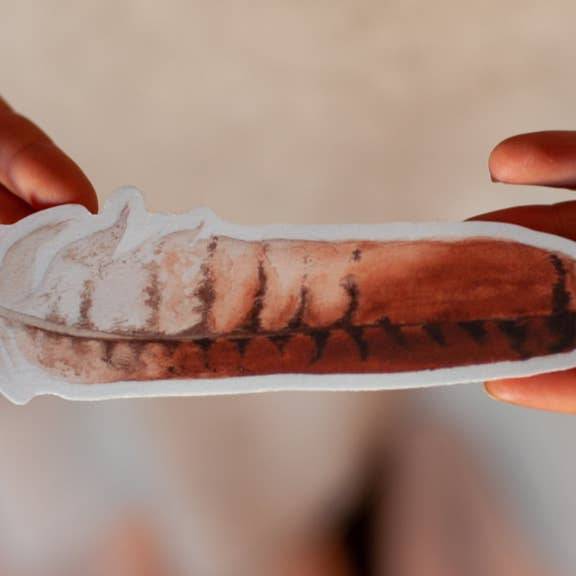 Autocollant en vinyle « Red Tail Hawk Feather Orange » pour la vente par Anna Of The Meadow