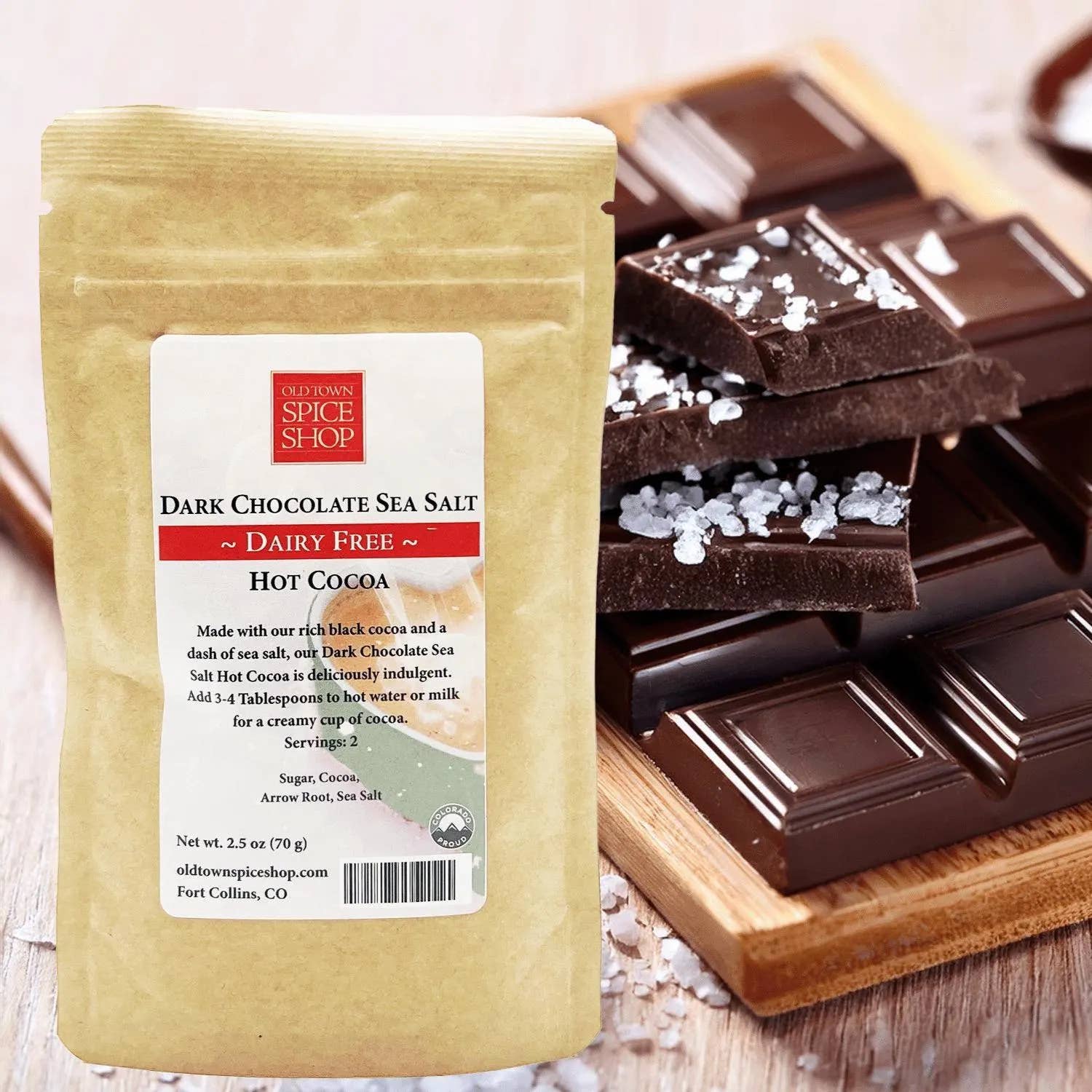 Old Town Spice Shop - Wholesale Hot Cocoa Mix/Kit - Dairy-Free Dark Chocolate Sea Salt Hot Cocoa, 2.5 oz