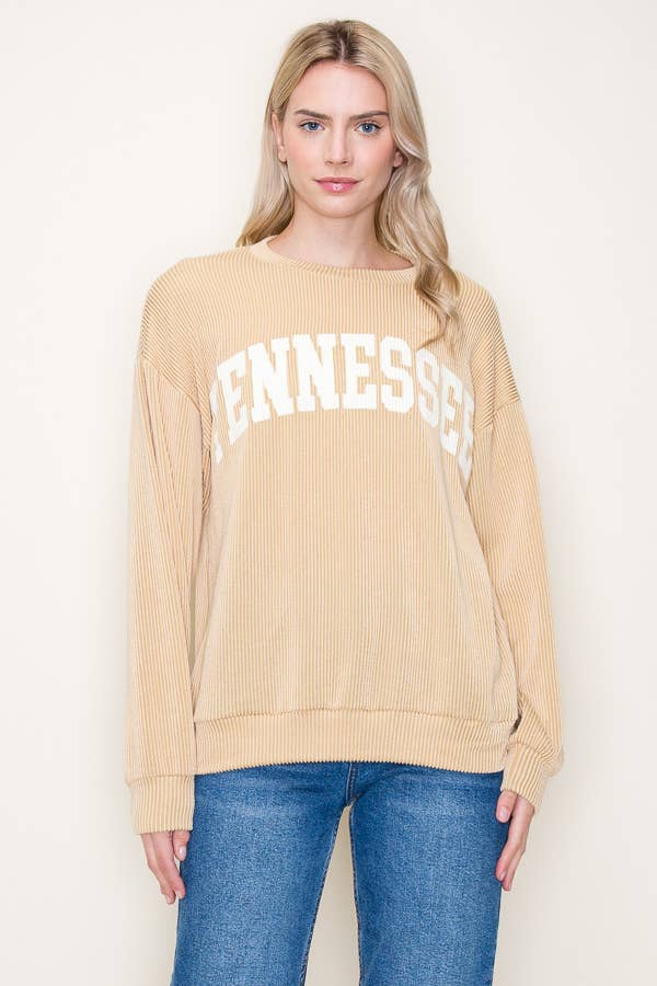 Tres Bien, Inc – wholesale Graphic sweatshirt – Women’s – "TENNESSEE" RIBBED GRAPHIC L/S SWEATSHIRT4