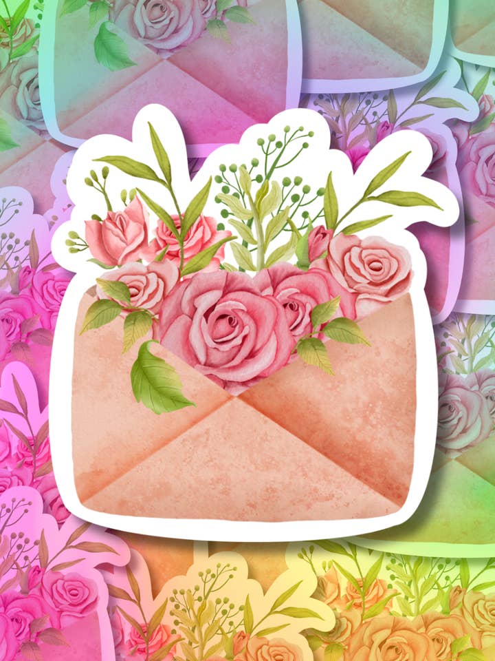 Autocollant en vinyle "Flower Mail" pour la vente par Hikaru Tara Art Arst & Craft Gift Shop