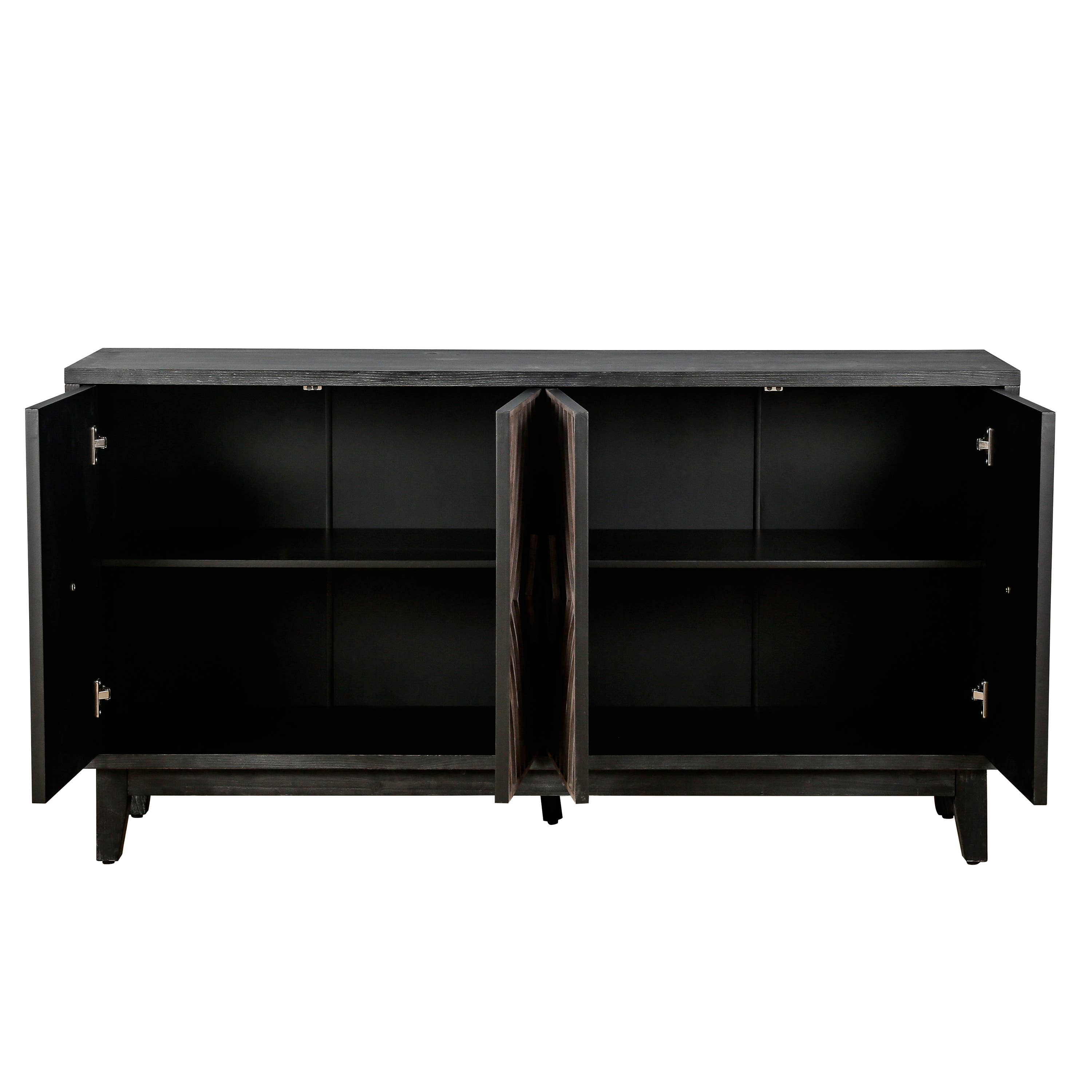 Antique Brown Mid Century Sideboard with Wood Legs, 4 Doors, 2 Shelves for wholesale on Faire10