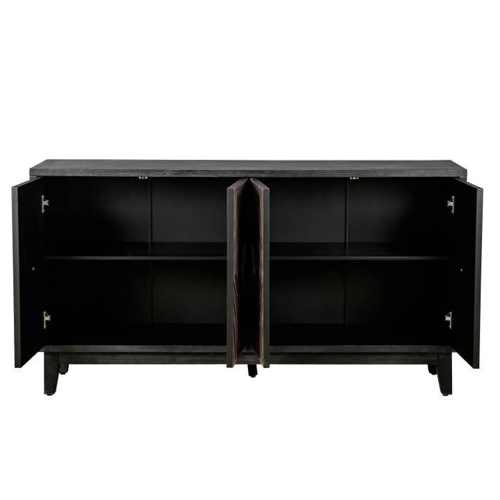 Antique Brown Mid Century Sideboard with Wood Legs, 4 Doors, 2 Shelves for wholesale on Faire10